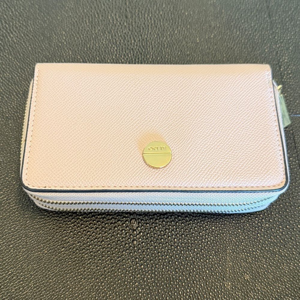 Aldo Blush Pink Double Zipper Wallet with Gold Detail
